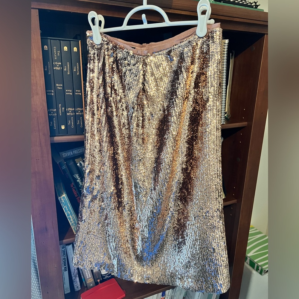 J.Crew rose gold sequined skirt